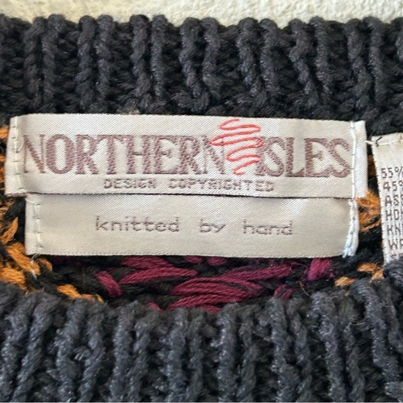Northern Isle VTG Men’s Knit Sweater Large Hand Knit Artsy Retro 80s Grandpa - Picture 6 of 12